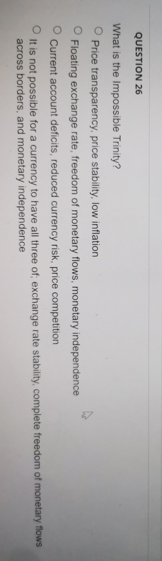 Q1 international Finance QUESTION 26 What is the