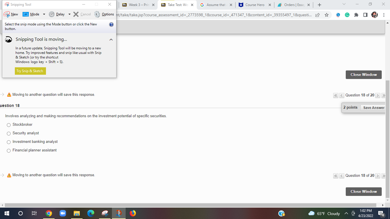 Snipping Tool X Bb Week 3 - Prin X Bb Take Test: