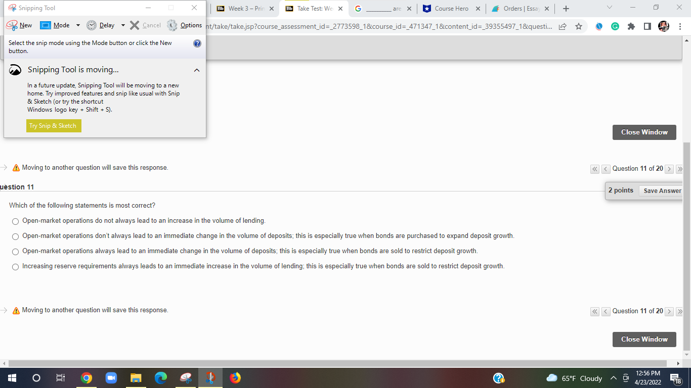 Snipping Tool X Bb Week 3 - Prin X Bb Take Test: