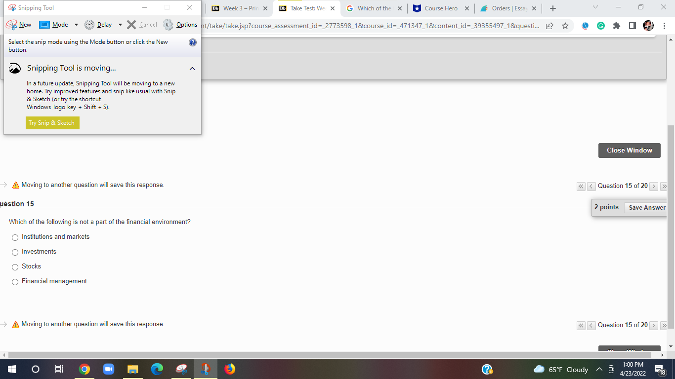 Snipping Tool X Bb Week 3 - Prin X Bb Take Test: