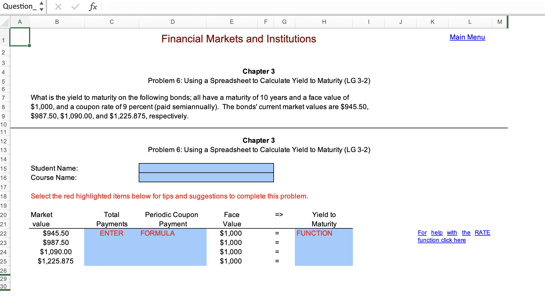 B c D E F G H I K L 1 l I Financial Markets and
