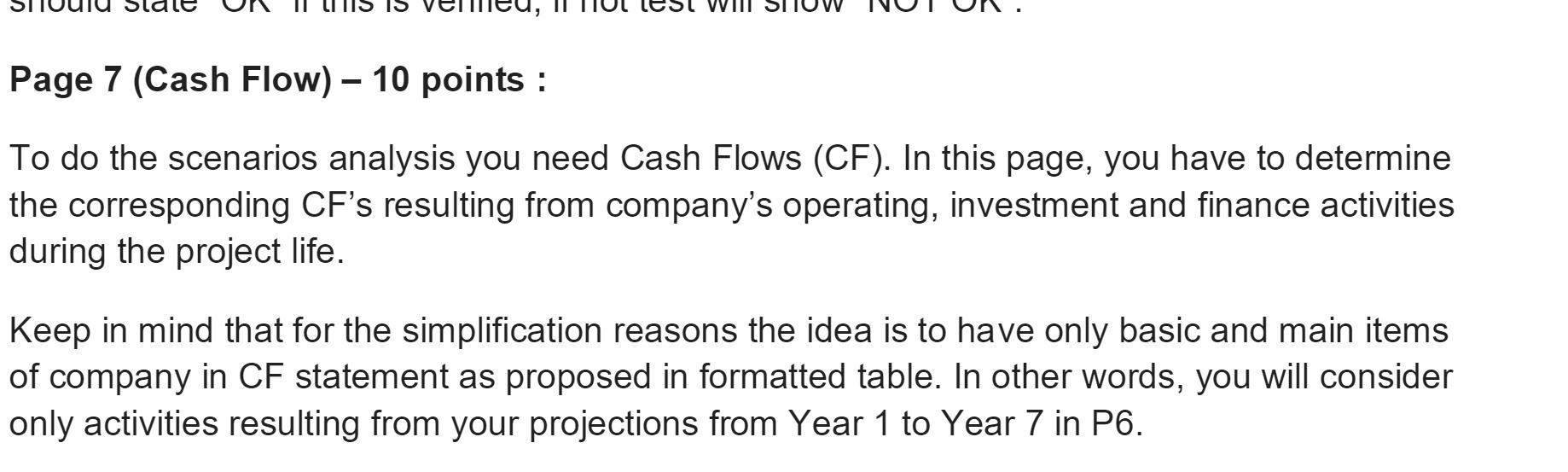 Should Page 7 (Cash Flow) - 10 points : To do the