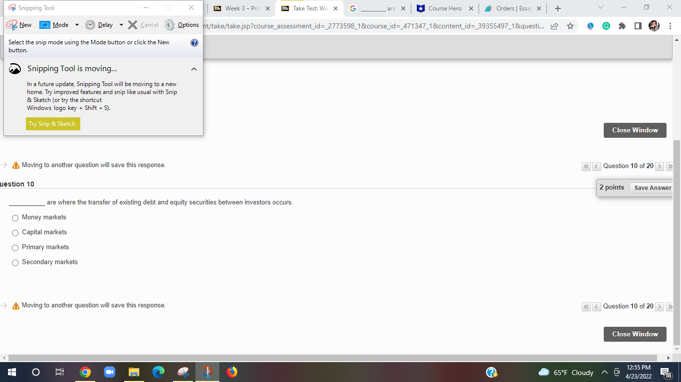 Snipping Tool X Bb Week 3 - Prin X Bb Take Test: