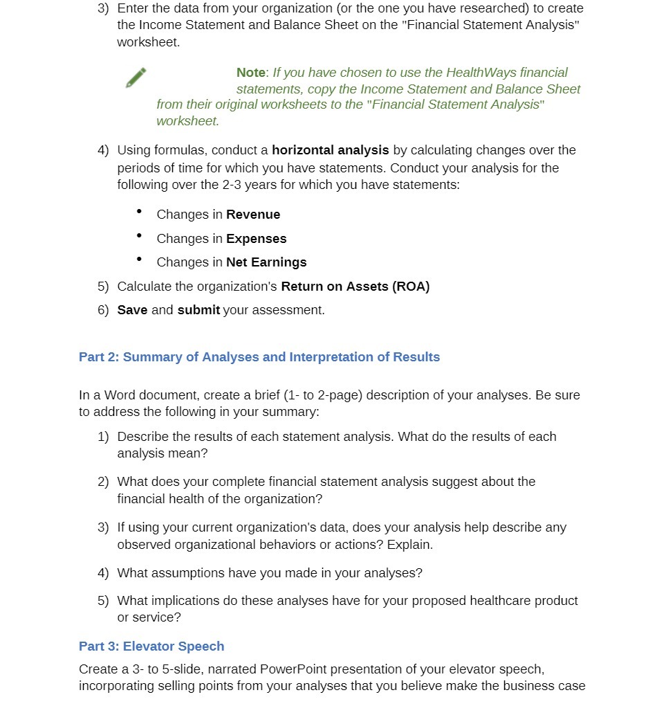3) Enter the data from your organization (or the