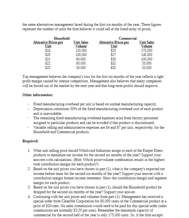 the same alternatives management faced during the
