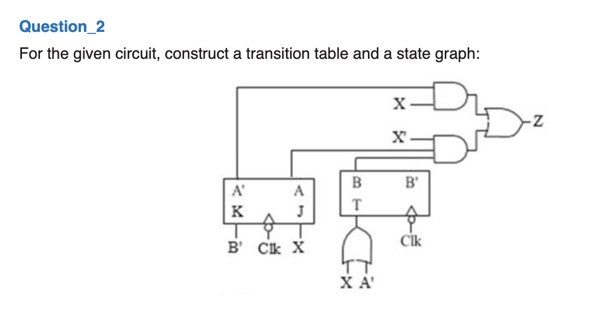 Question _ 2 For the given circuit, construct a