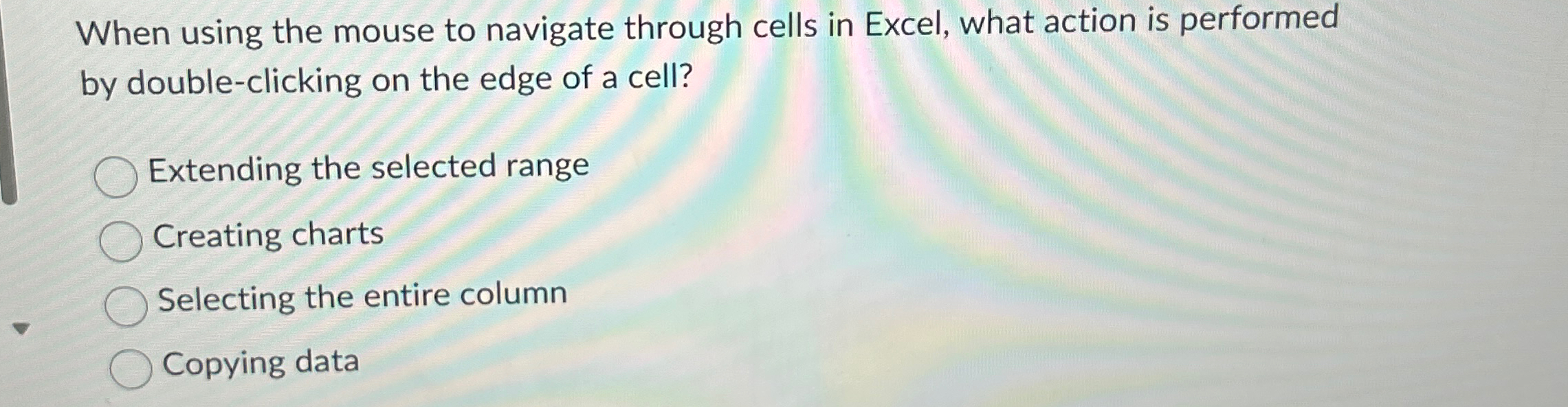 When using the mouse to navigate through cells in