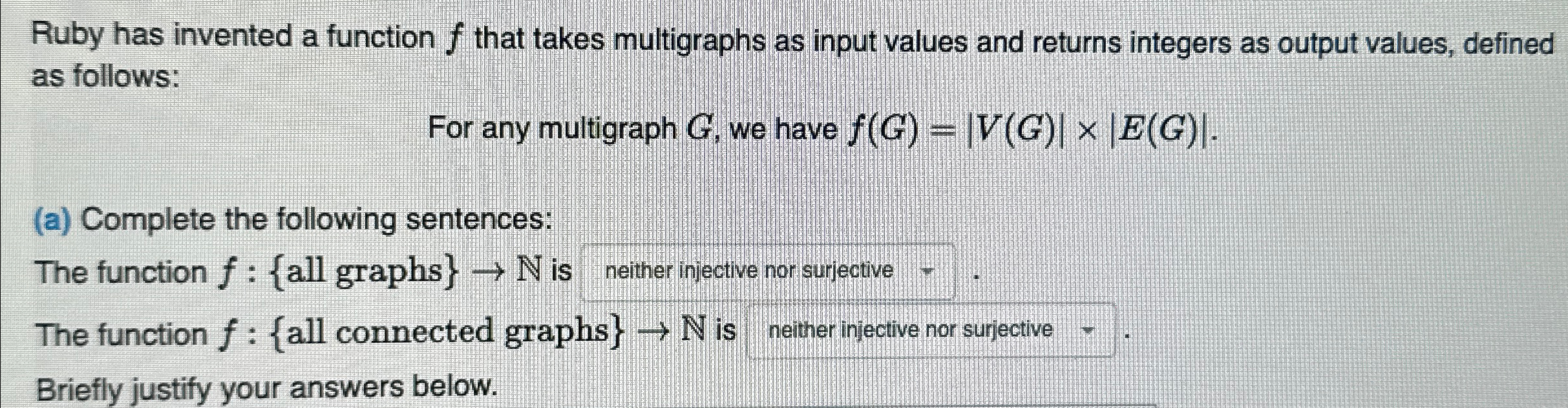 Ruby has invented a function f that takes