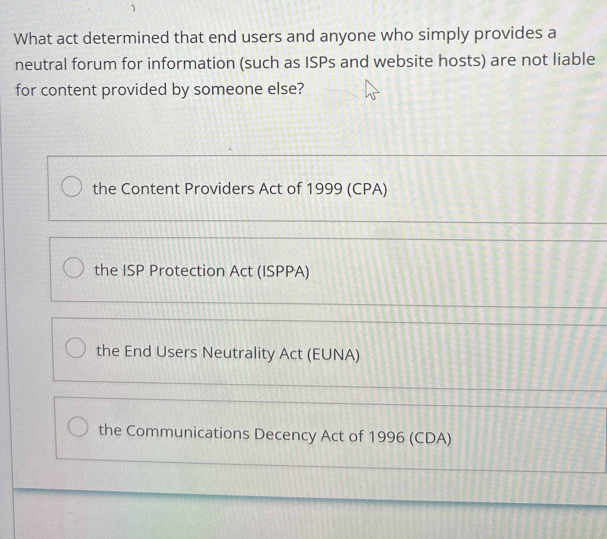 What act determined that end users and anyone who
