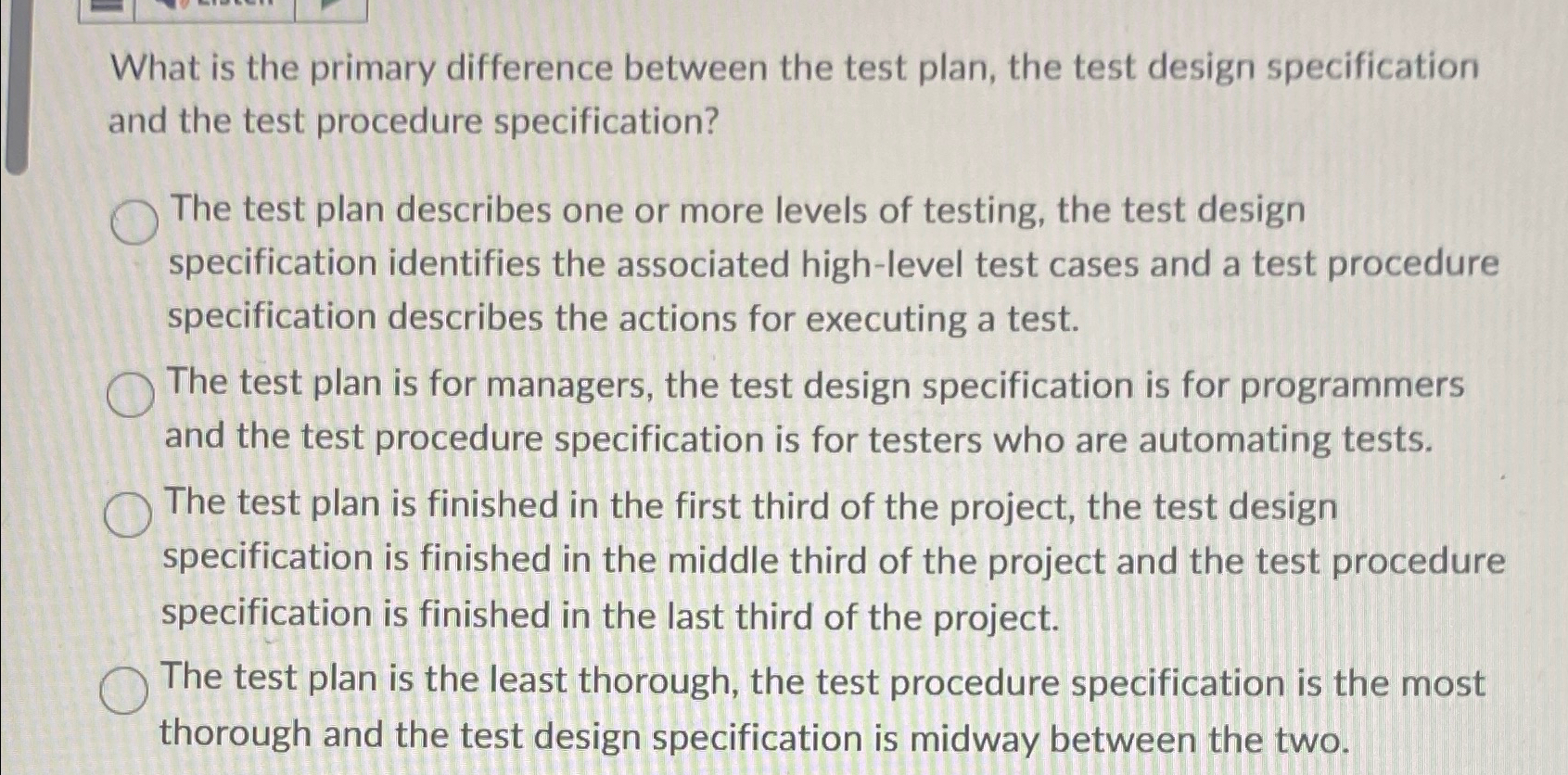 What is the primary difference between the test