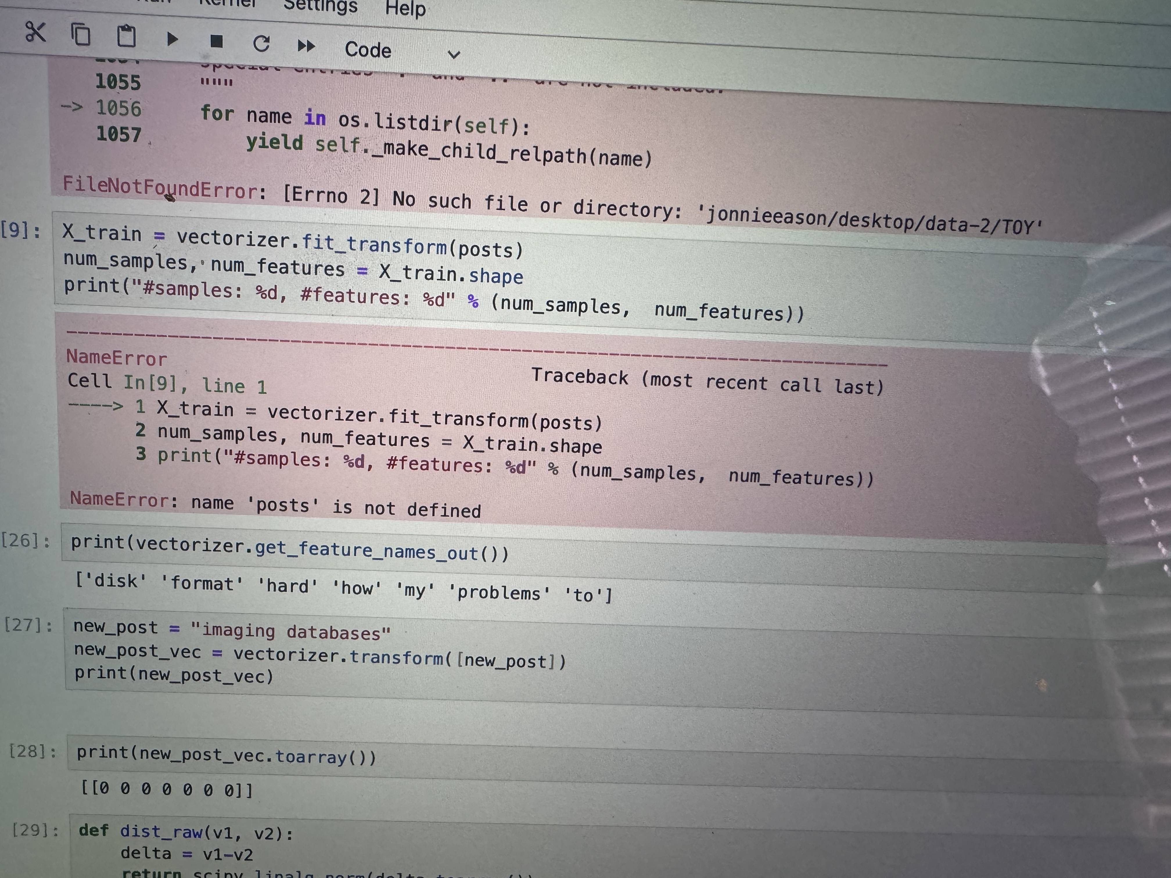 [ 9 ] :NameErrorCell In [ 9 ] , line 1 Traceback