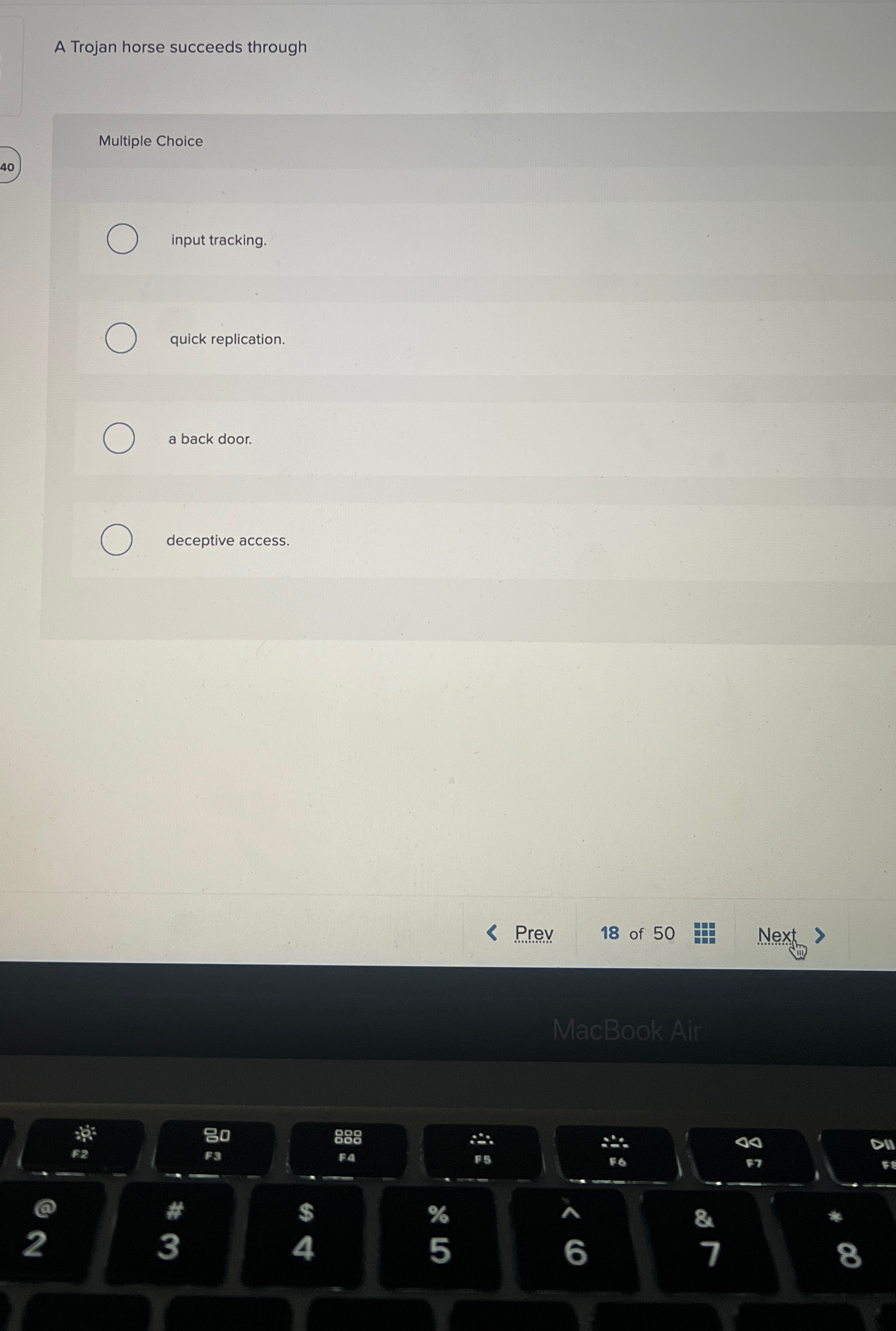 A Trojan horse succeeds through Multiple Choice