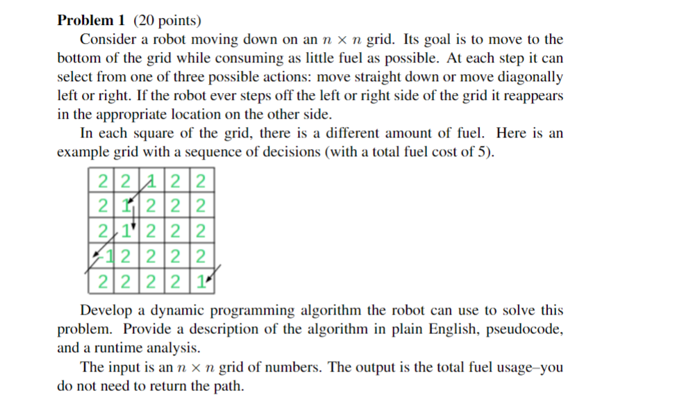Problem 1 ( 2 0 points ) Consider a robot moving