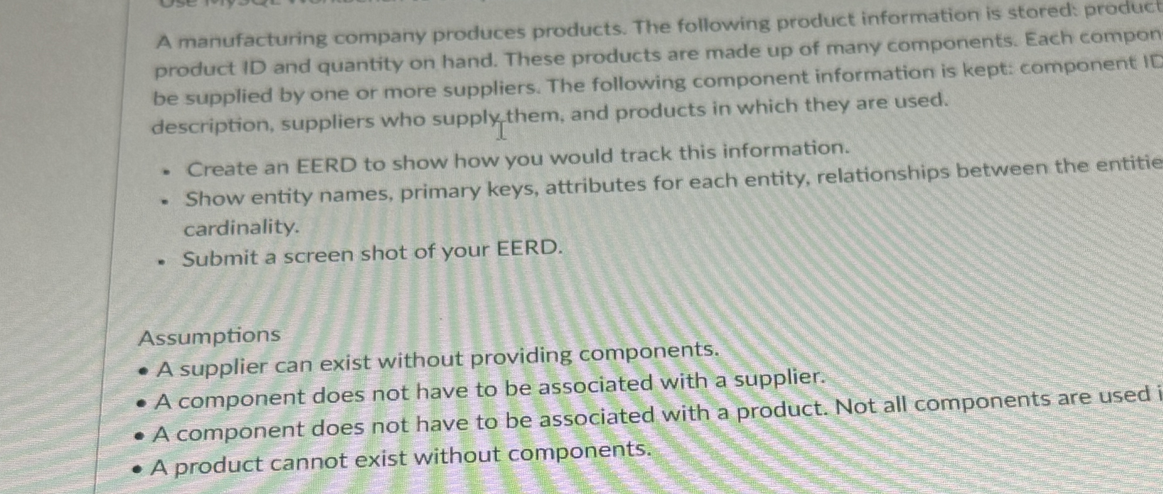 A manufacturing company produces products. The