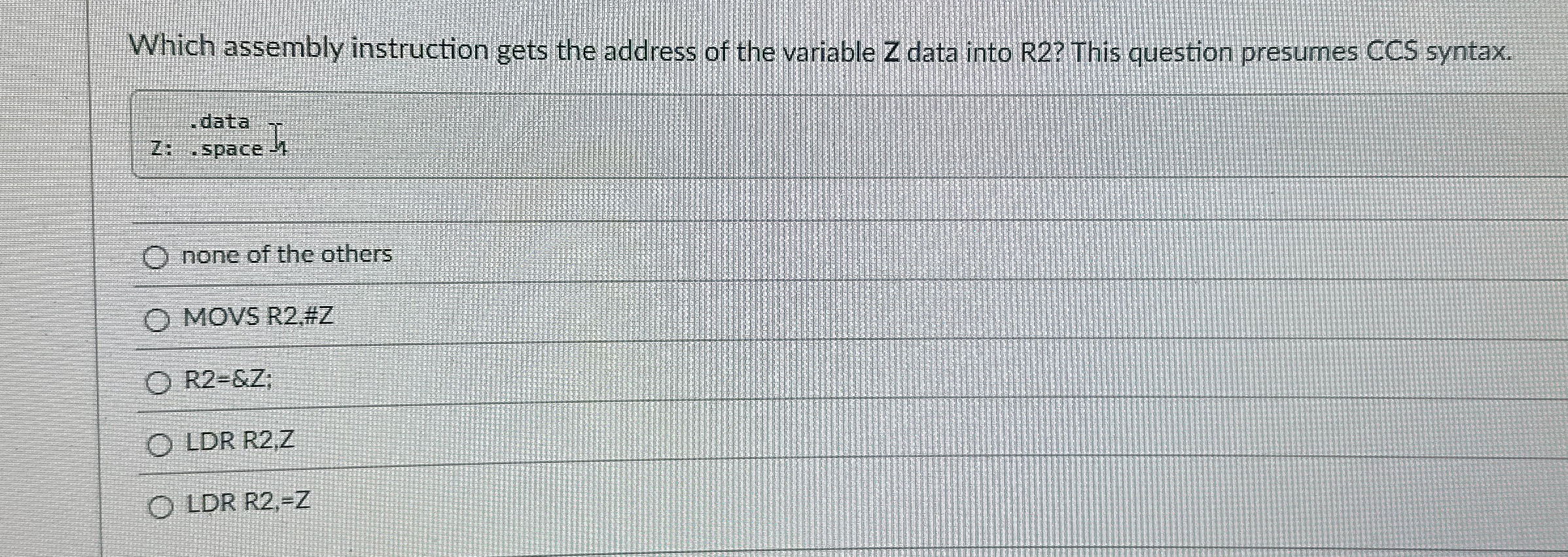 Which assembly instruction gets the address of