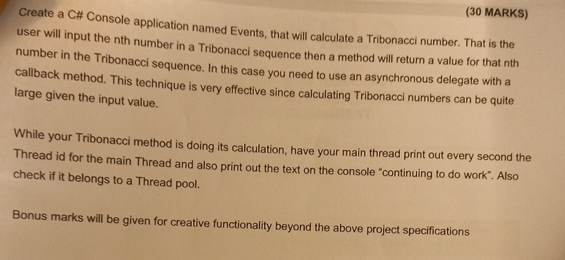 Events, that will calculate a Tribonacci number.