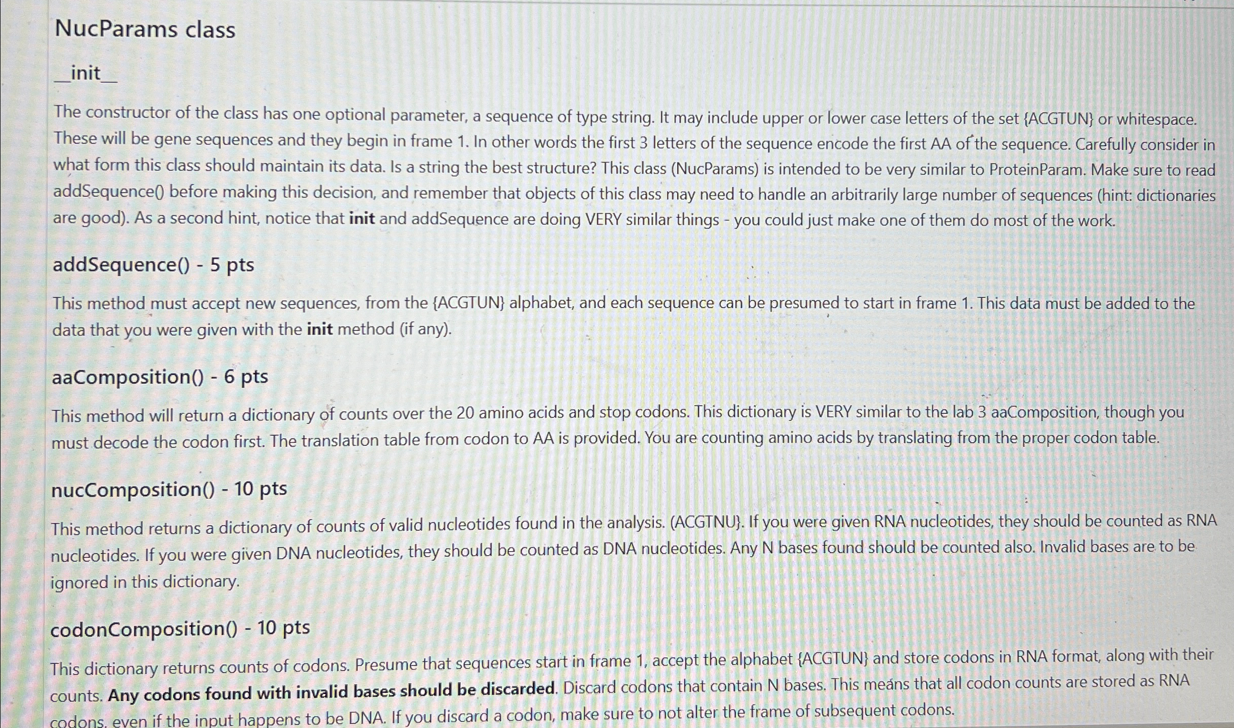 NucParams class q , init q , The constructor of