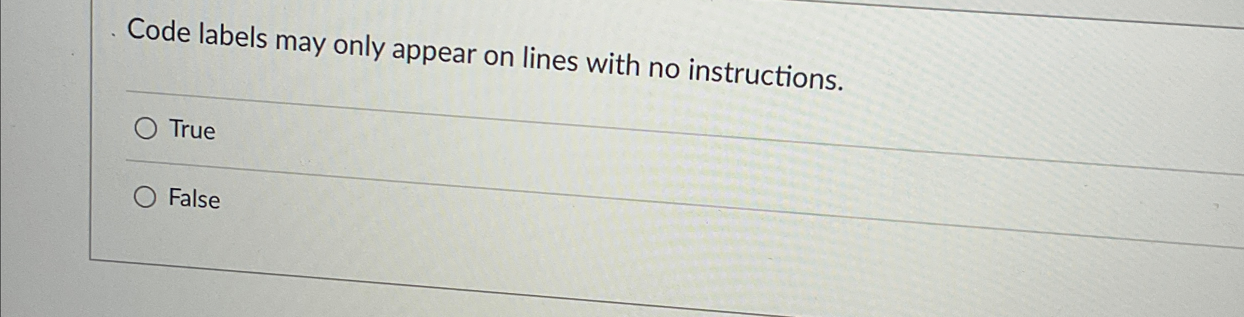 Code labels may only appear on lines with no