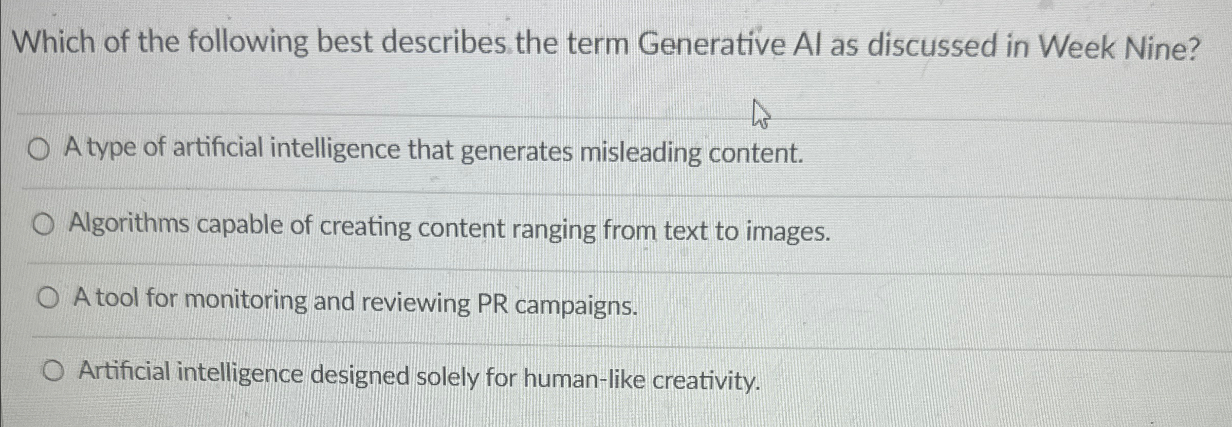 Which of the following best describes the term