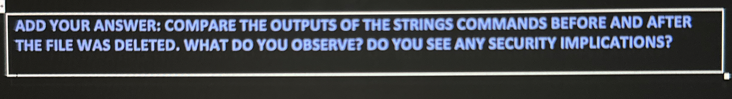ADD YOUR ANSWER: COMPARE THE OUTPUTS OF THE