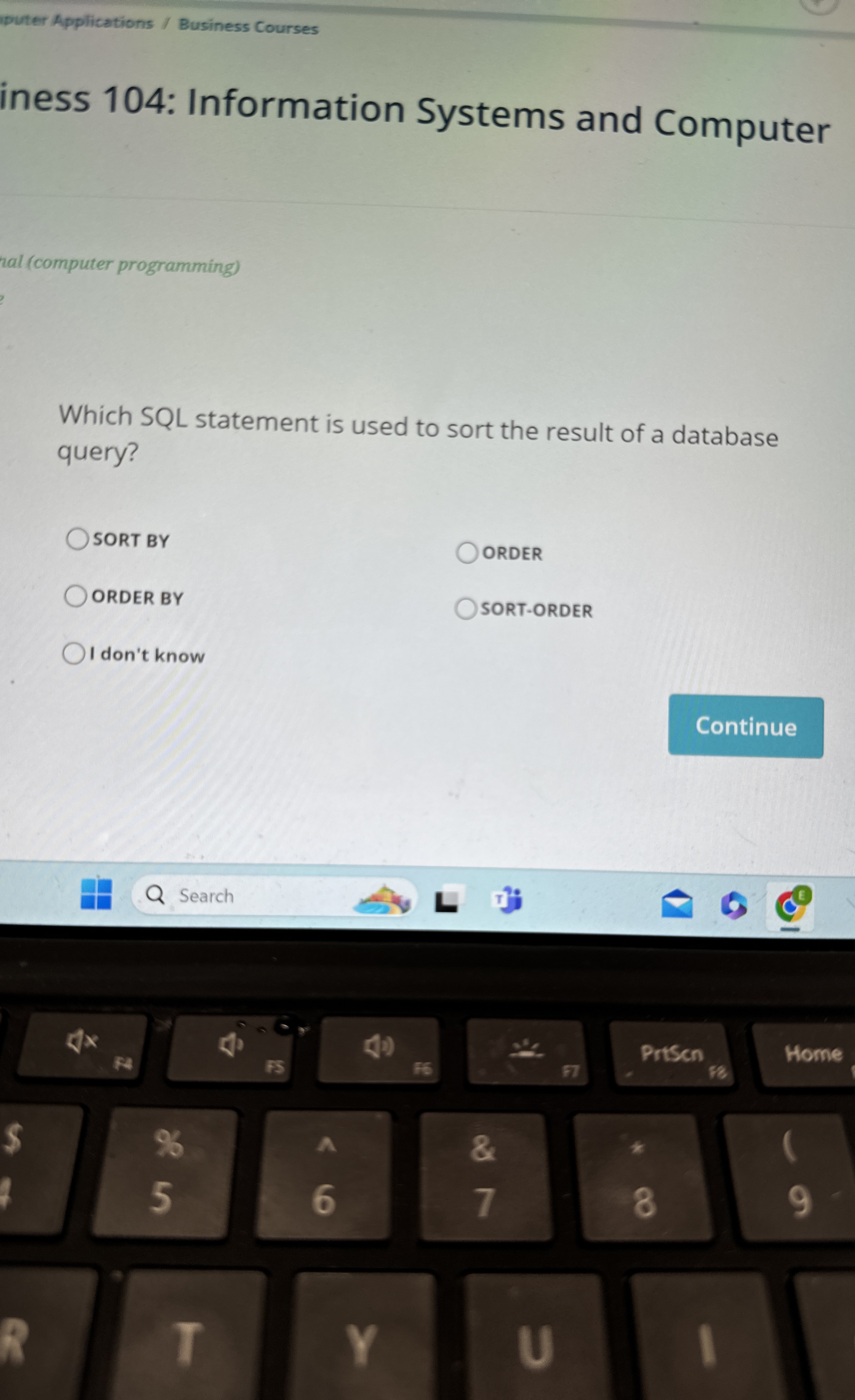 Puter Applications / Business Courses iness 1 0 4