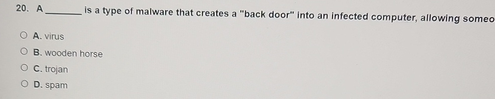 A is a type of malware that creates a "back door"