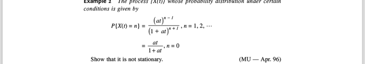 conditions is given by P { x ( t ) = n } = ( a t