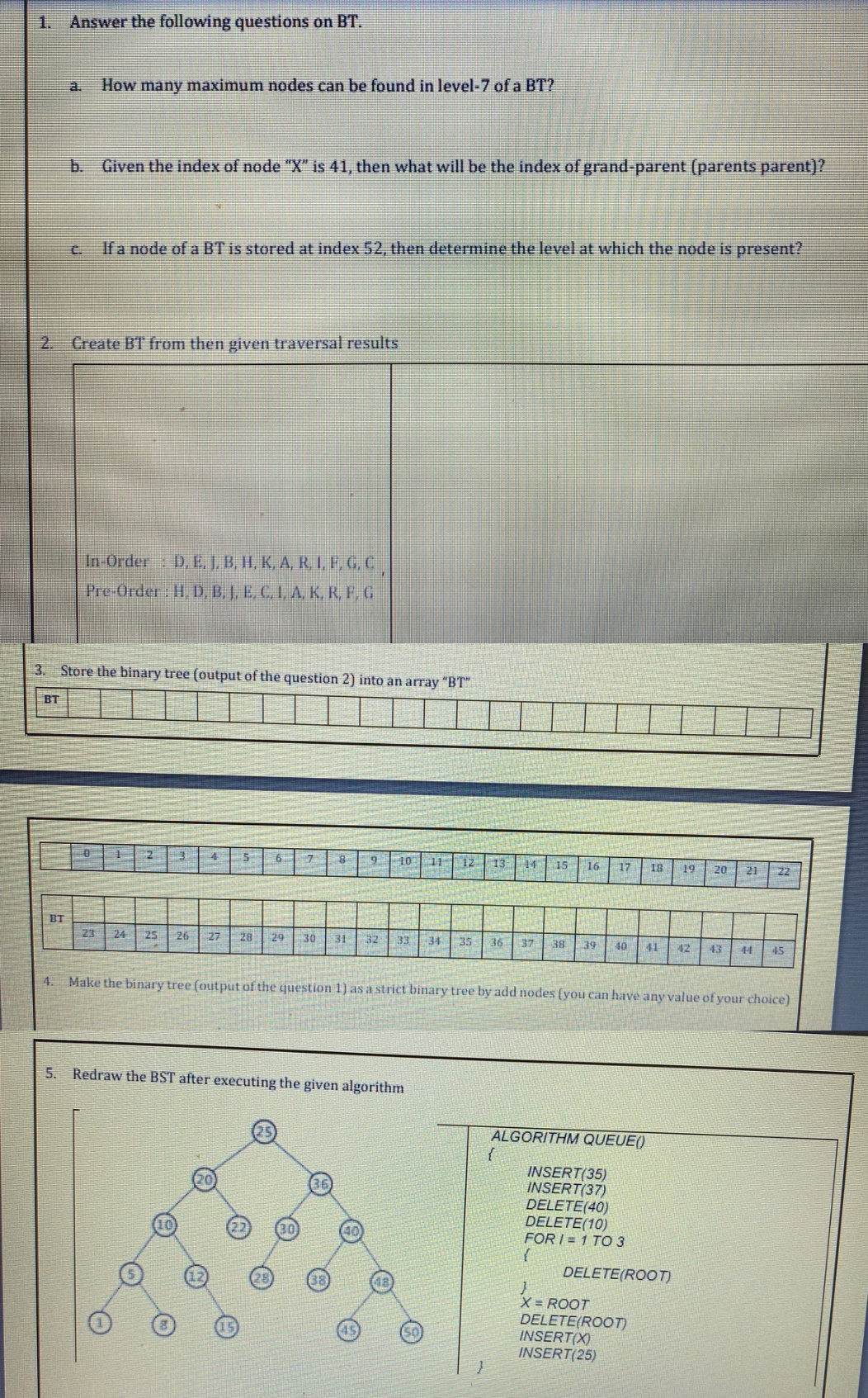 The answer of data structure algorithm?