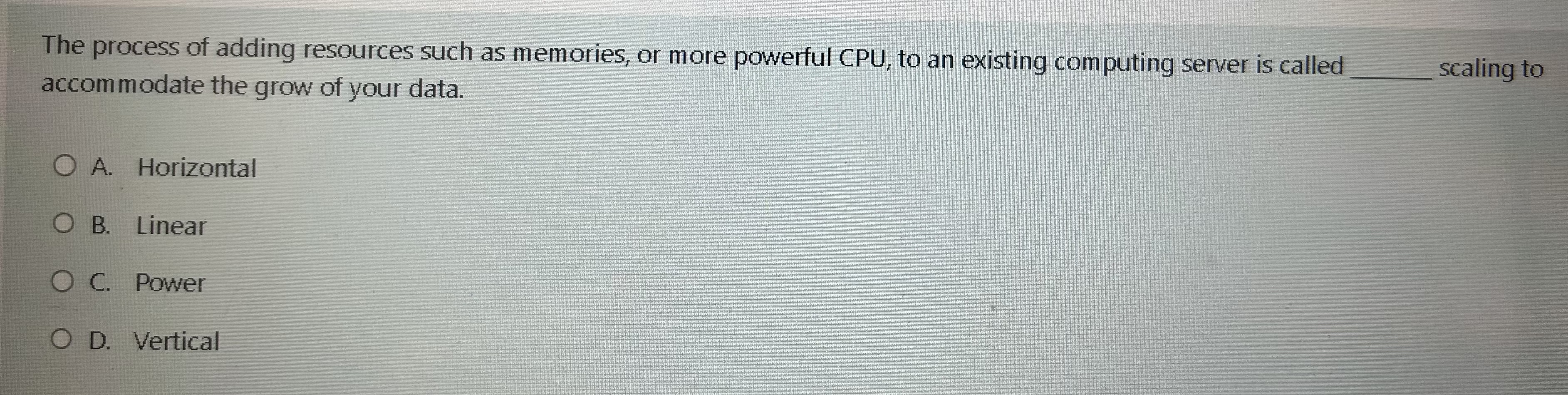 The process of adding resources such as memories,