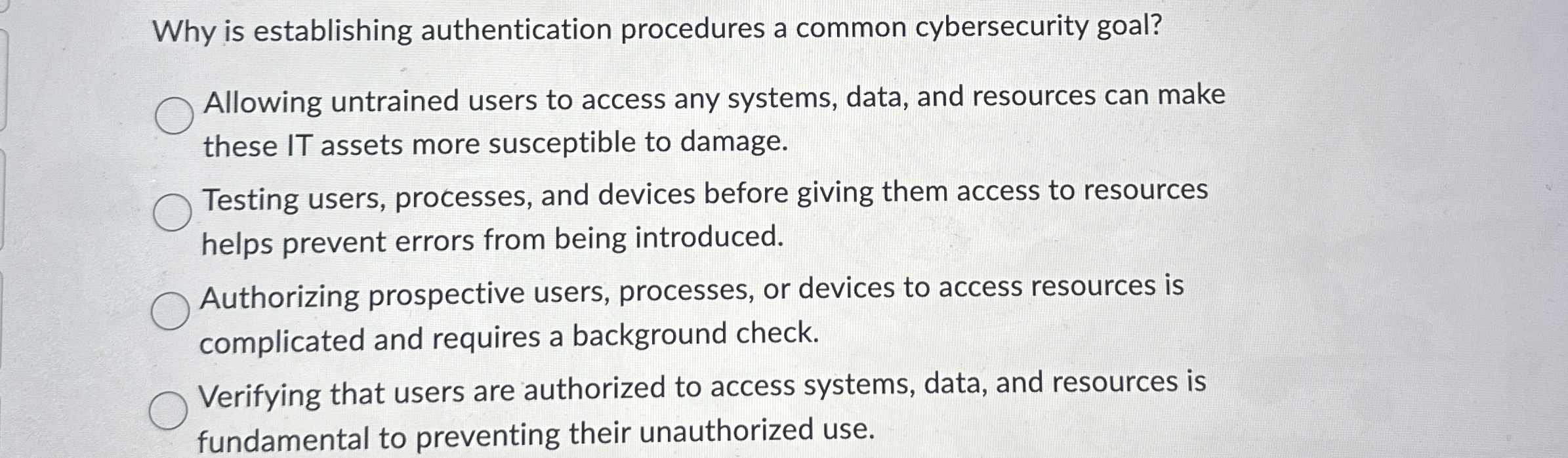 Why is establishing authentication procedures a