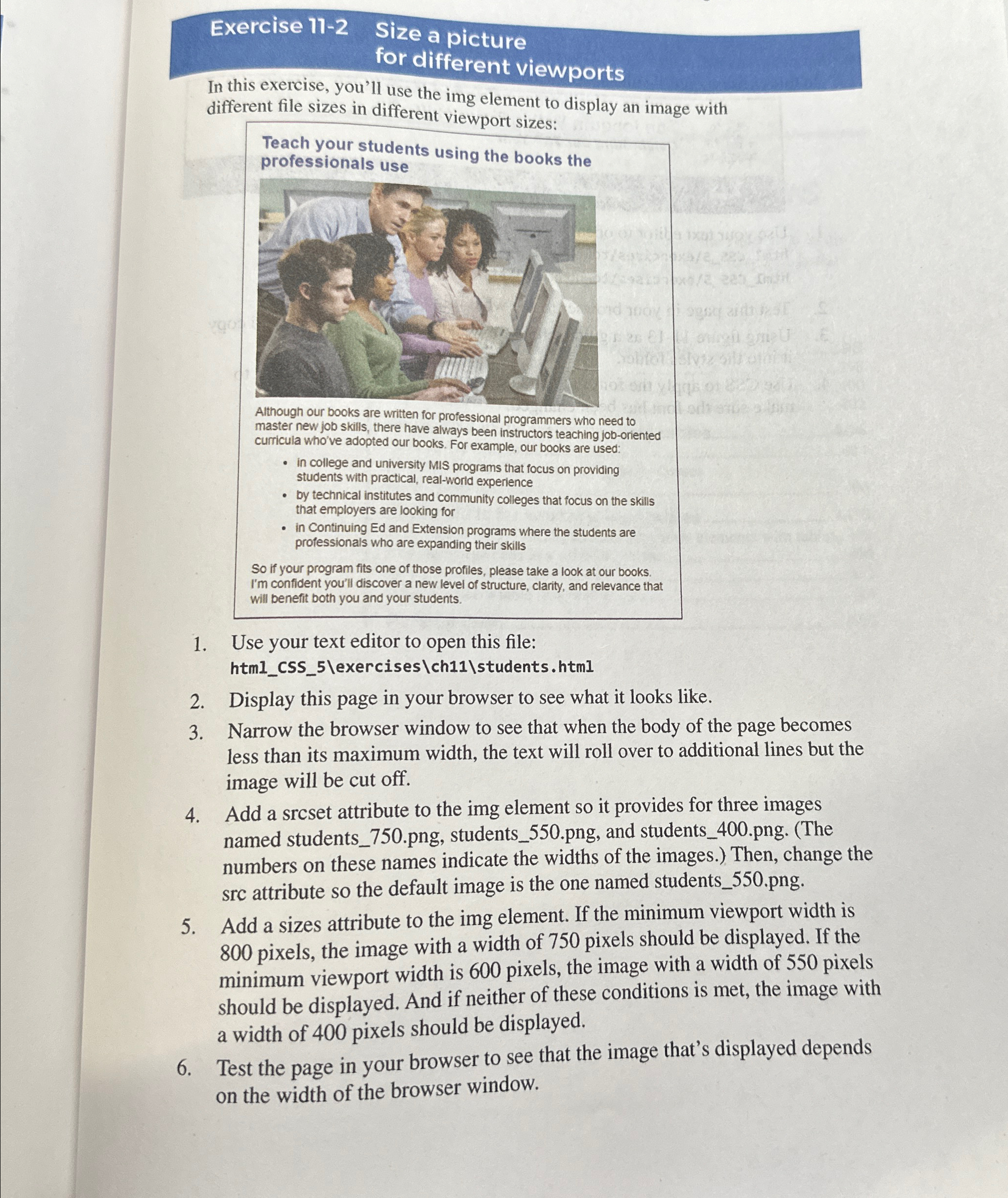 Exercise 1 1 - 2 Size a picture for different