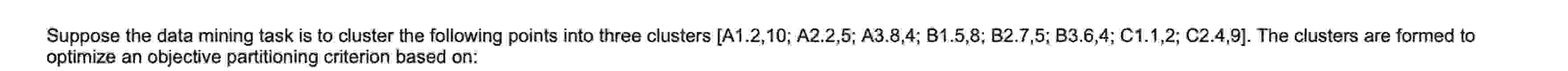 Suppose the data mining task is to cluster the