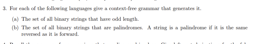 For each of the following languages give a