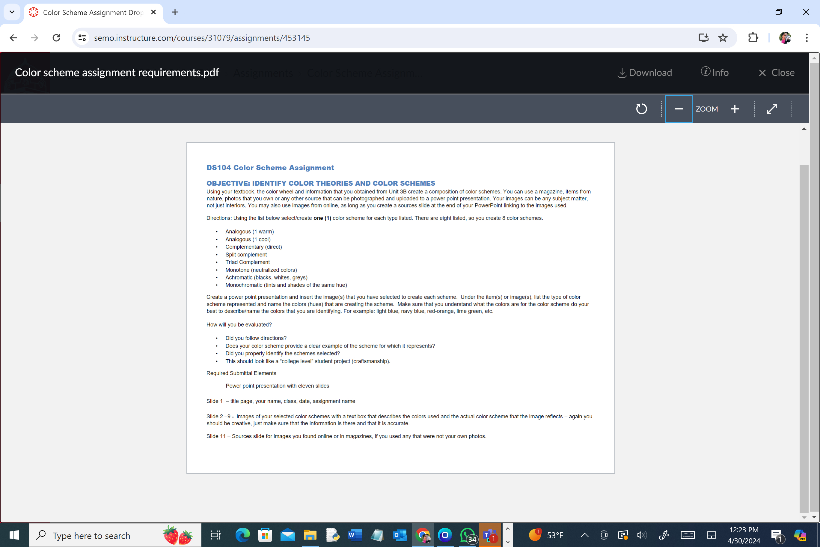 DS 1 0 4 Color Scheme Assignment OBJECTIVE: