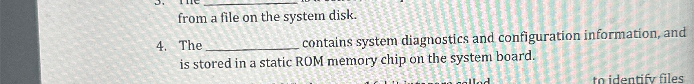 4 . The contains system diagnostics and