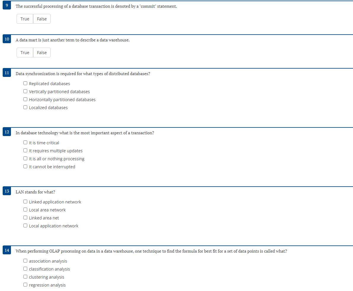 9 The successful processing of a database