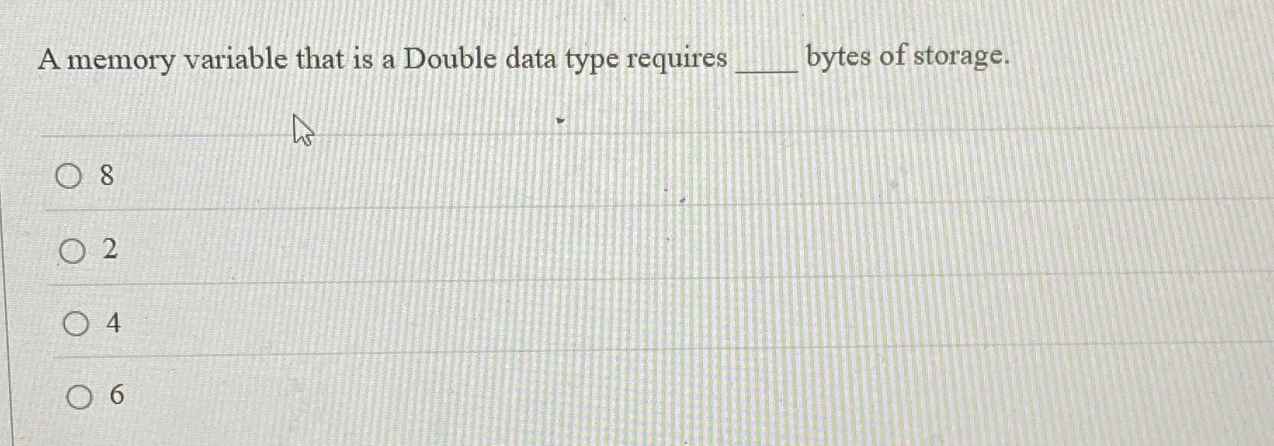 A memory variable that is a Double data type