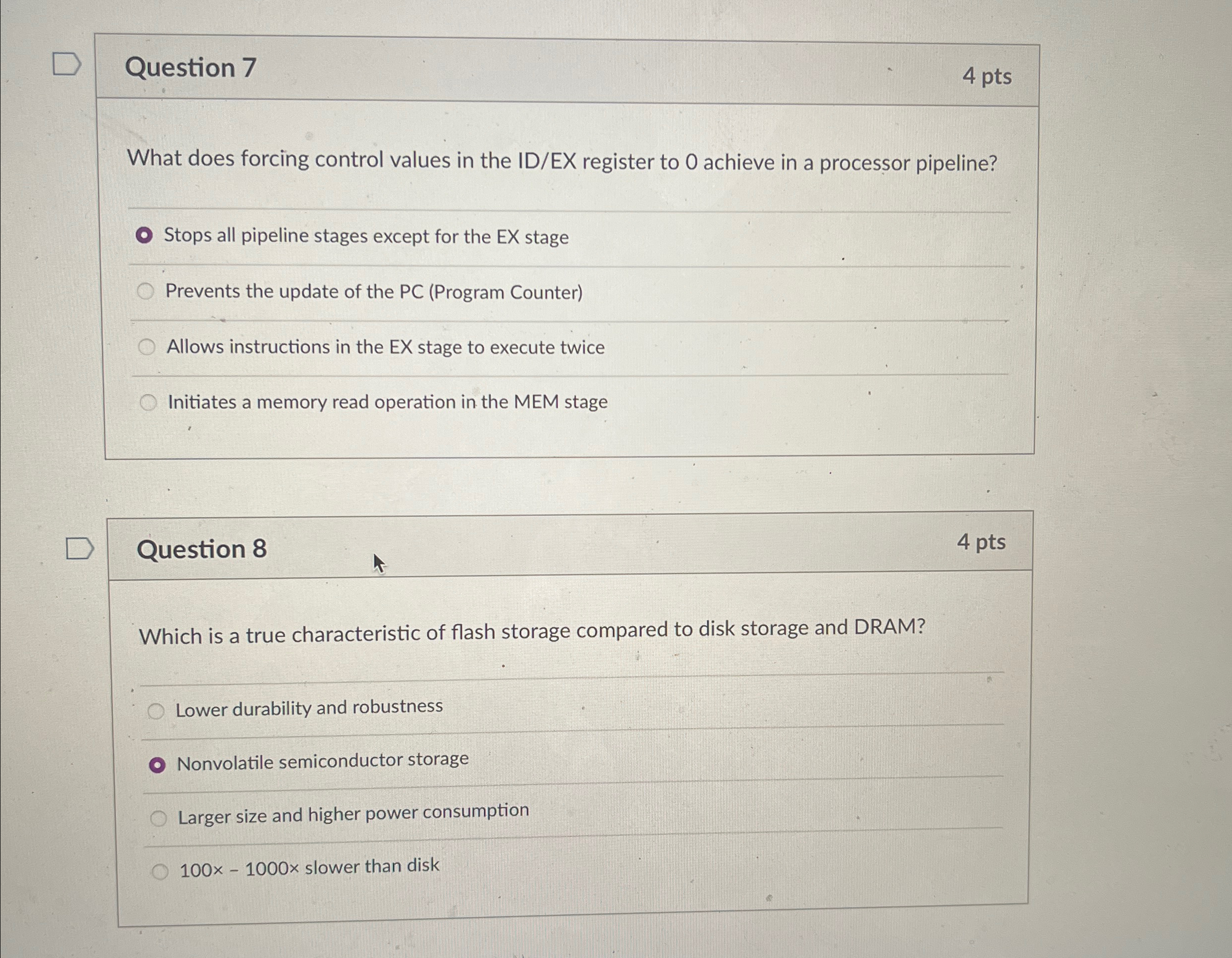 Question 7 4 pts What does forcing control values