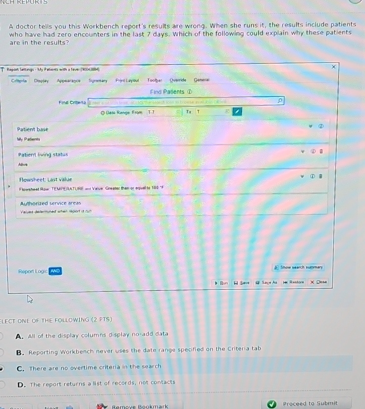 A doctor tells you this Workbench report's