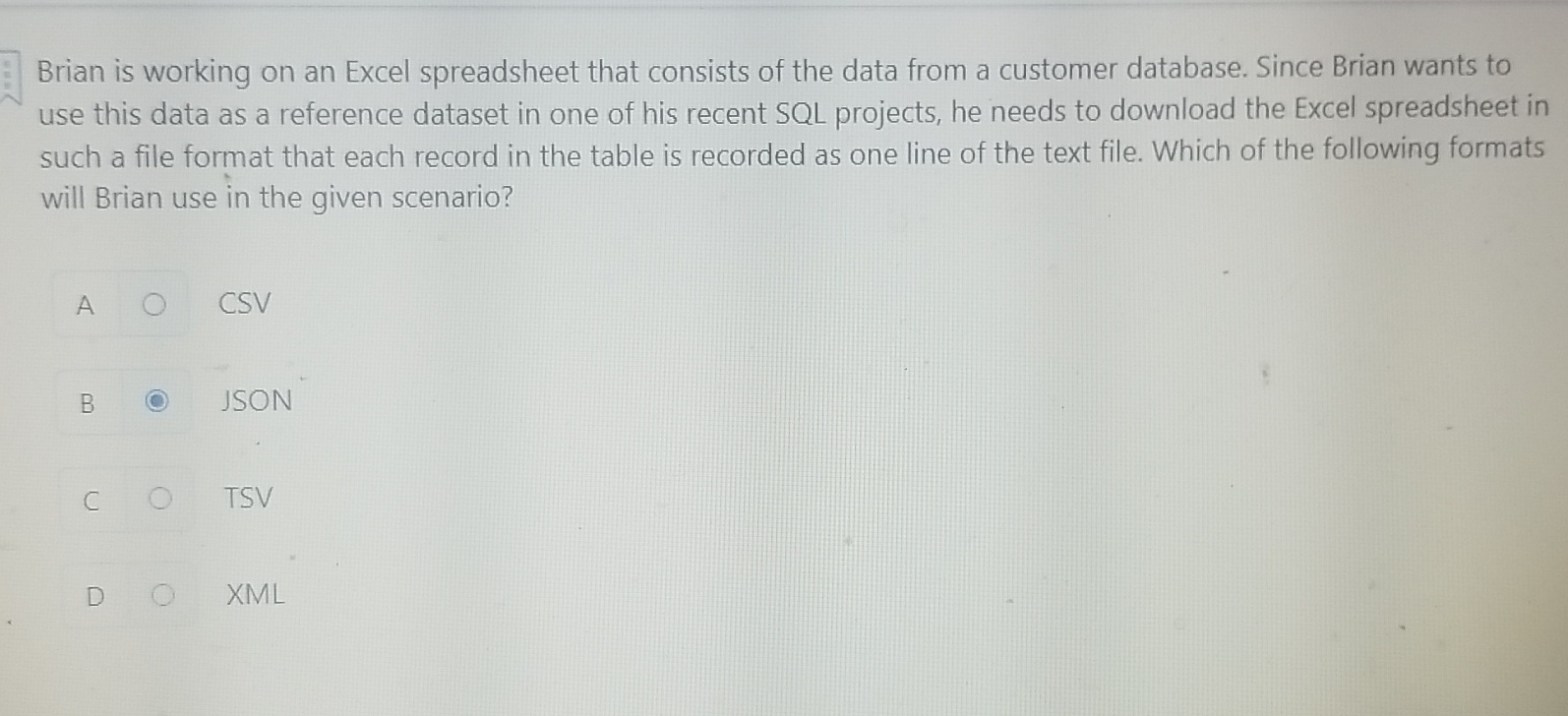 Brian is working on an Excel spreadsheet that