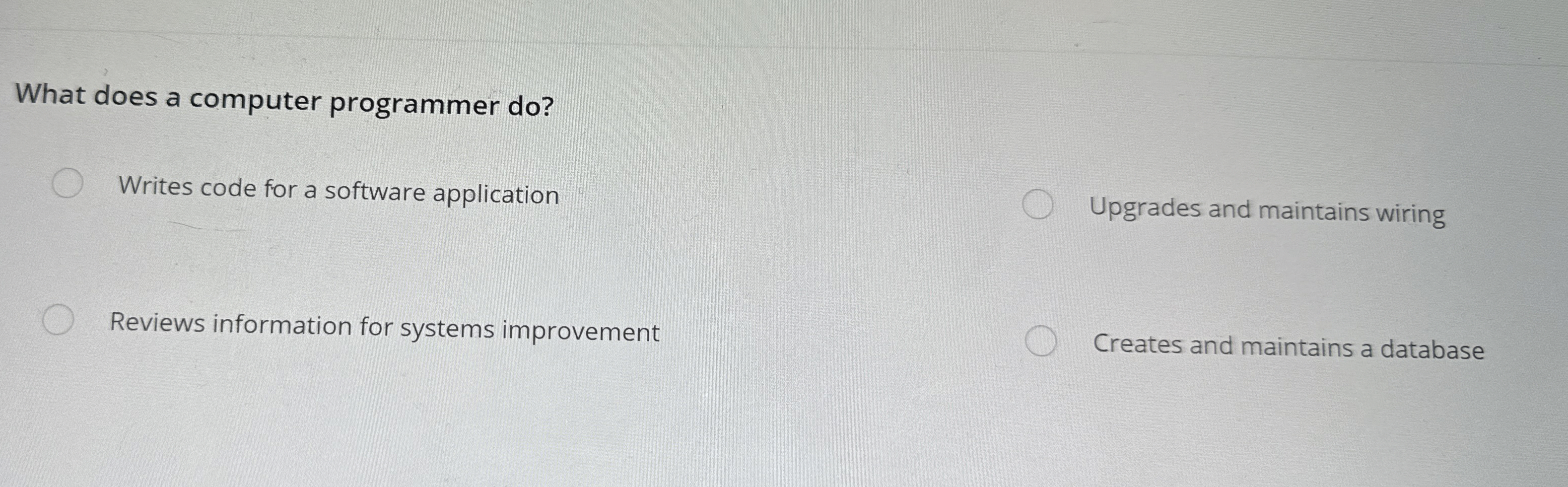 What does a computer programmer do ? Writes code