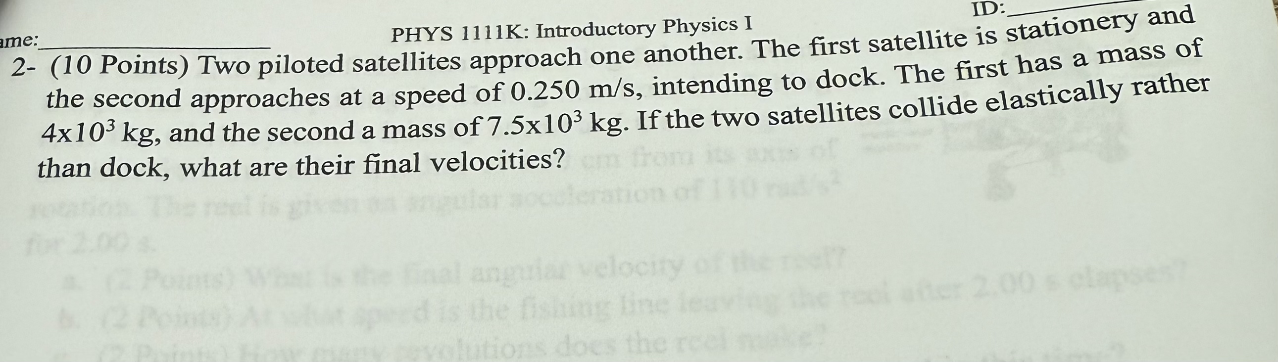 me: q , PHYS 1 1 1 1 K: Introductory Physics I D: