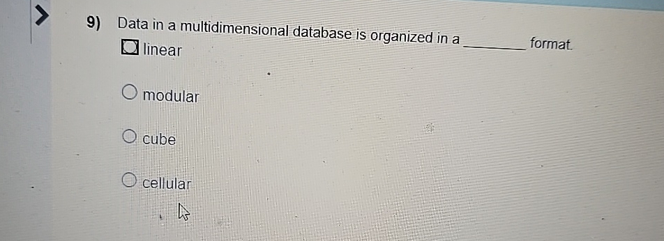 Data in a multidimensional database is organized
