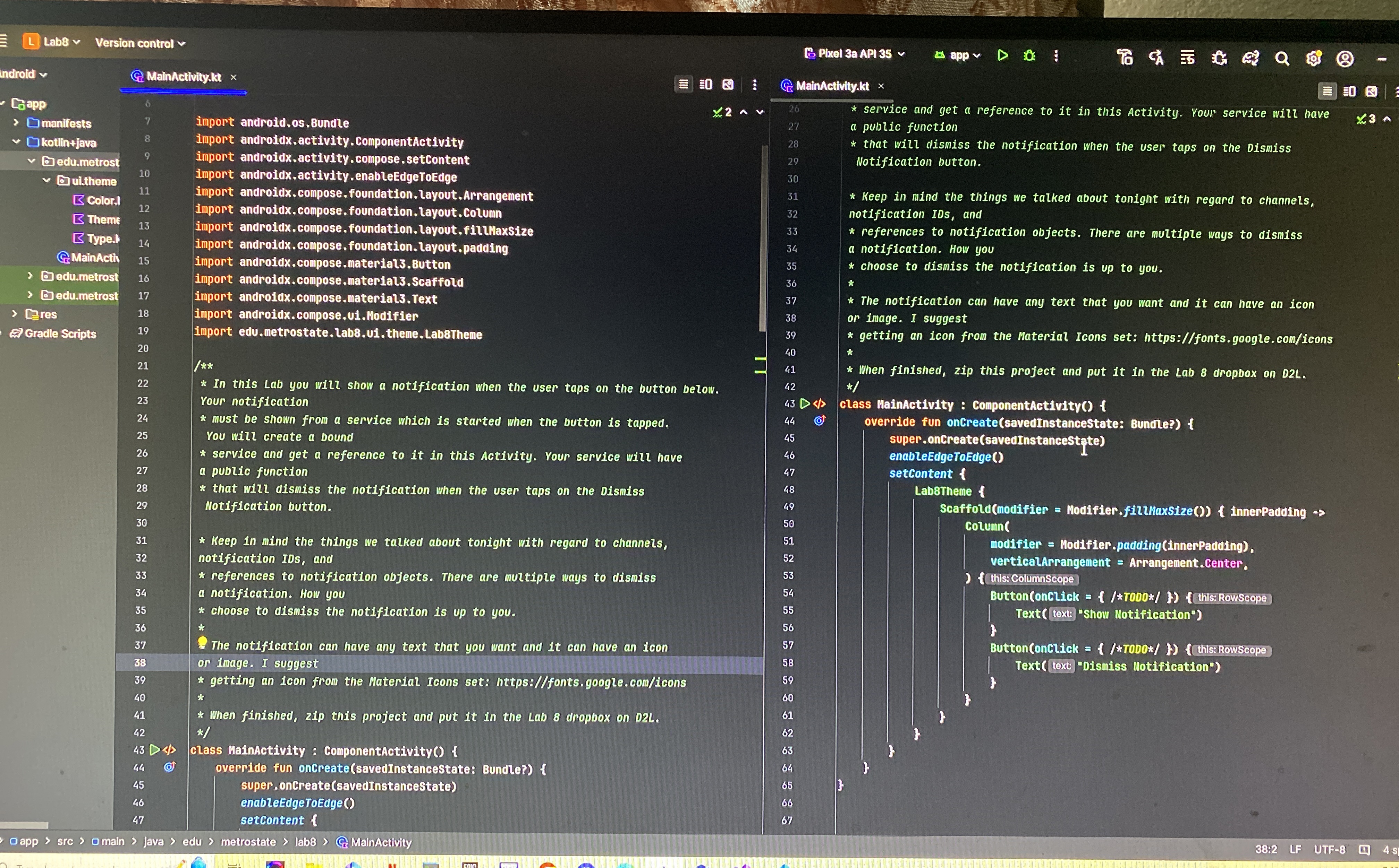 Kotlin Code program I have the import and the