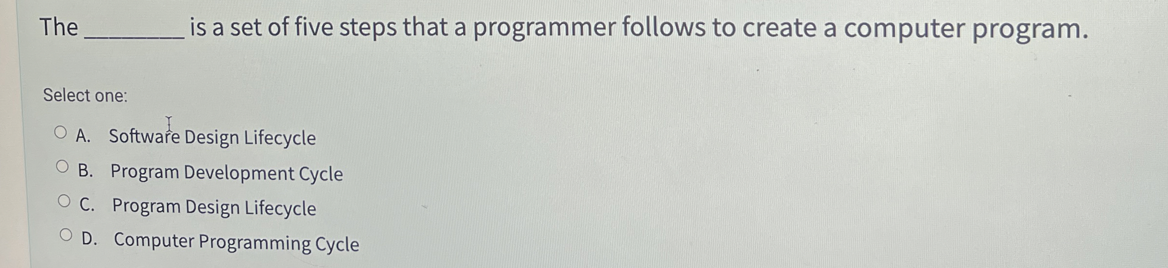 The is a set of five steps that a programmer