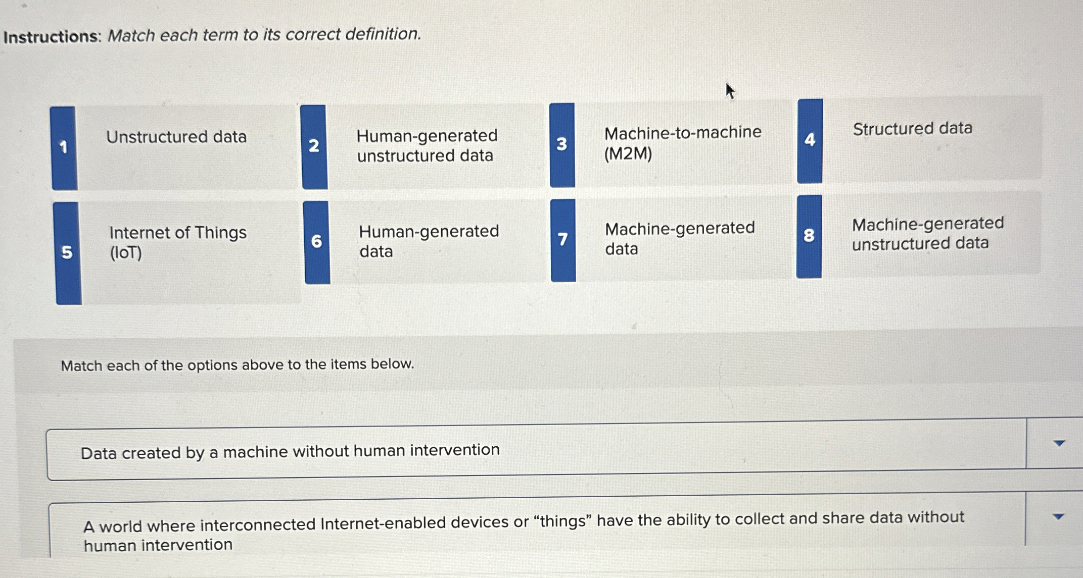 Instructions: Match each term to its correct