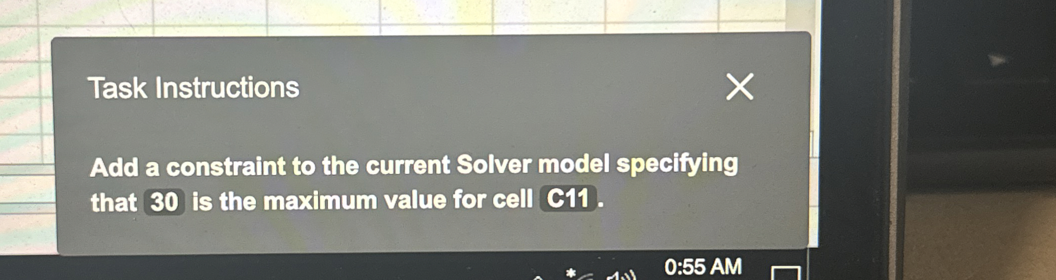 Task Instructions Add a constraint to the current