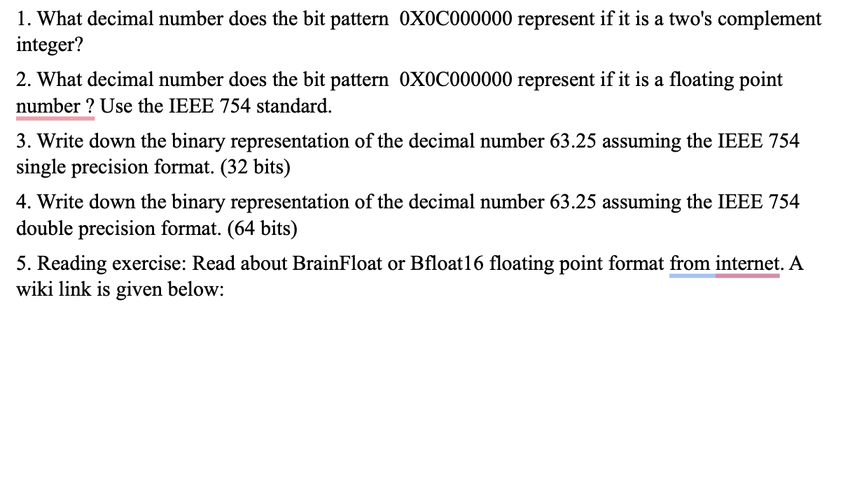 What decimal number does the bit pattern 0 x C 0