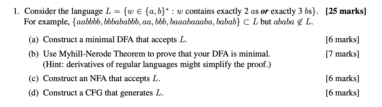 Consider the language L = { w i n { a , b } * : w