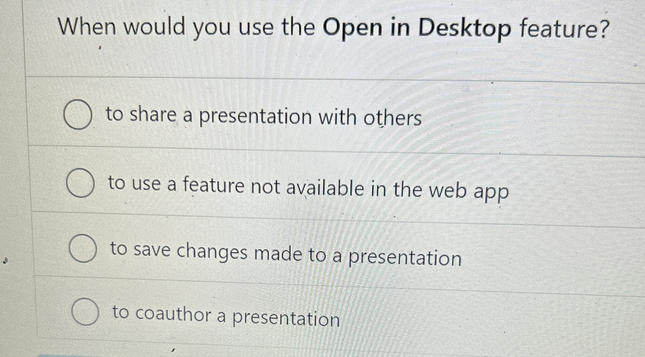 When would you use the Open in Desktop feature?